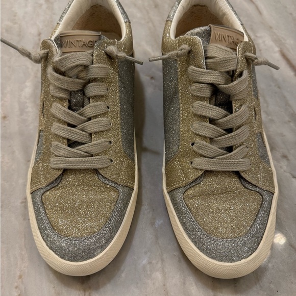 Vintage Havana Kara Matte Silver Gold Glitter Sneaker 9 - Picture 7 of 11